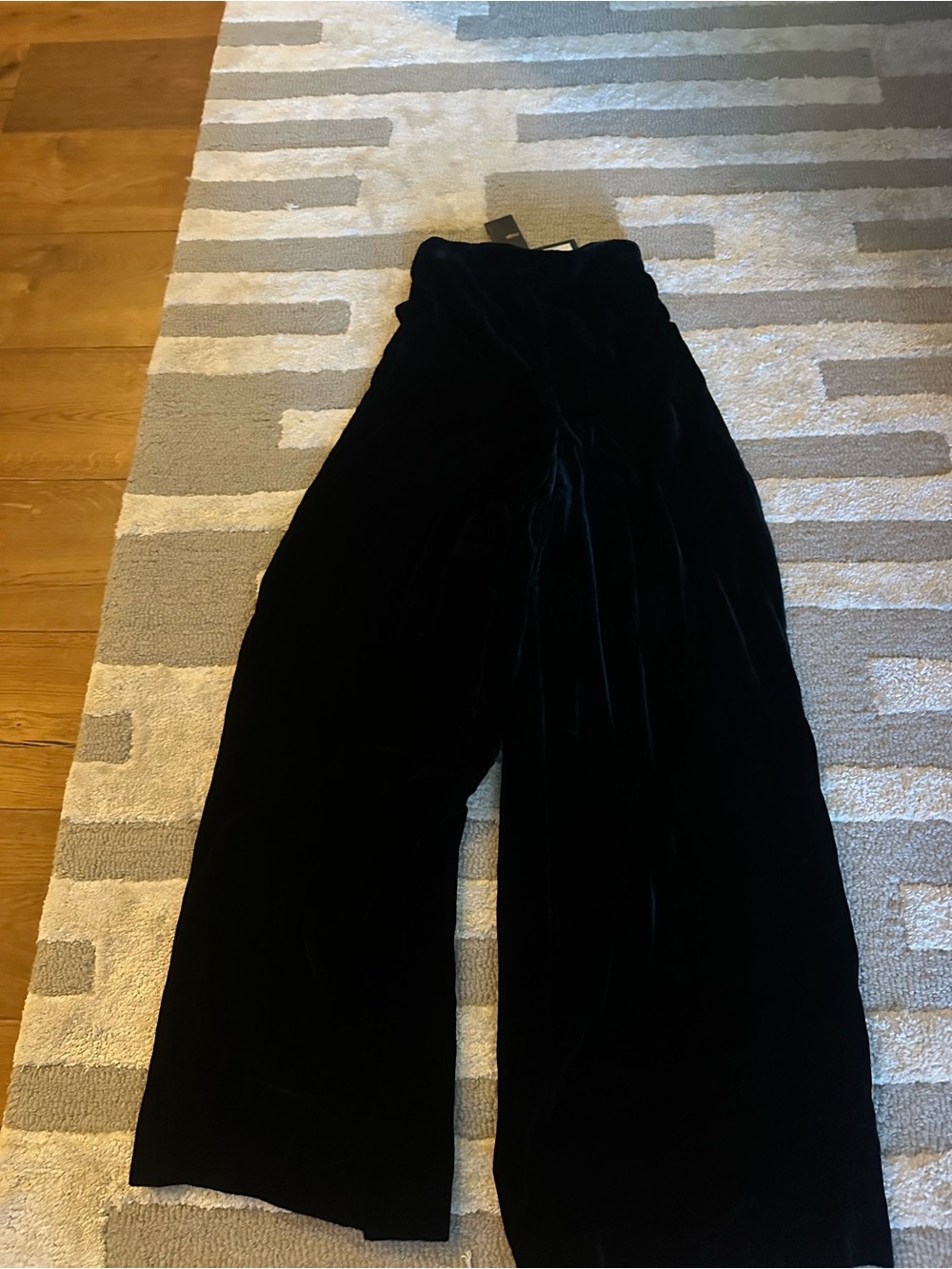 Maje Black Velvet Wide-Leg Pants